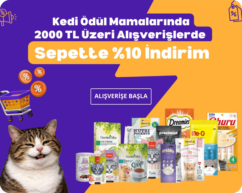 Kedi Ödül Mamalarında 2000 TL Üzeri Alışverişlerde Sepette %10 İndirim