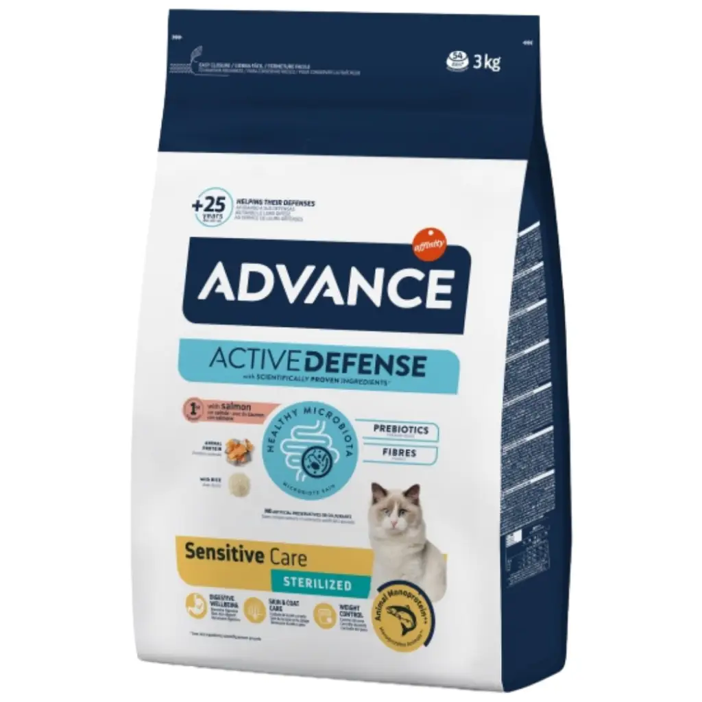 Advance Sensitive Sterilised Somonlu Kısırlaştırılmış Kedi Maması 3 Kg