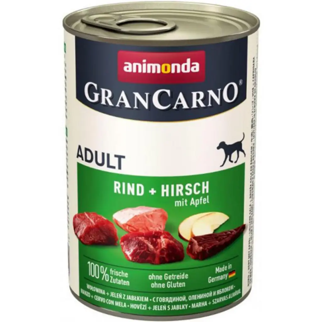 Animonda Gran Carno Sığır Etli Geyik Etli ve Elmalı Köpek Konservesi 400 Gr