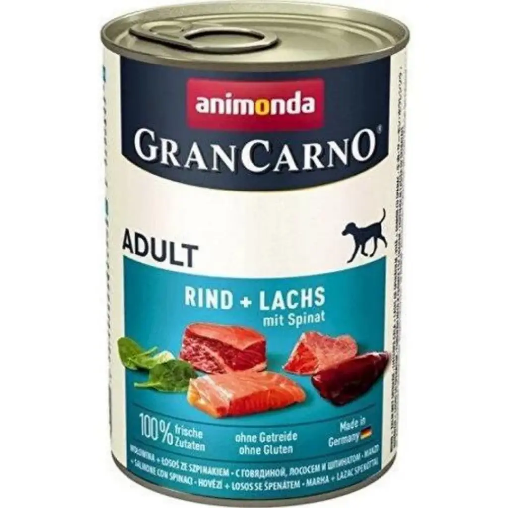 Animonda Gran Carno Sığır Etli Somonlu ve Ispanaklı Köpek Konservesi 400 Gr