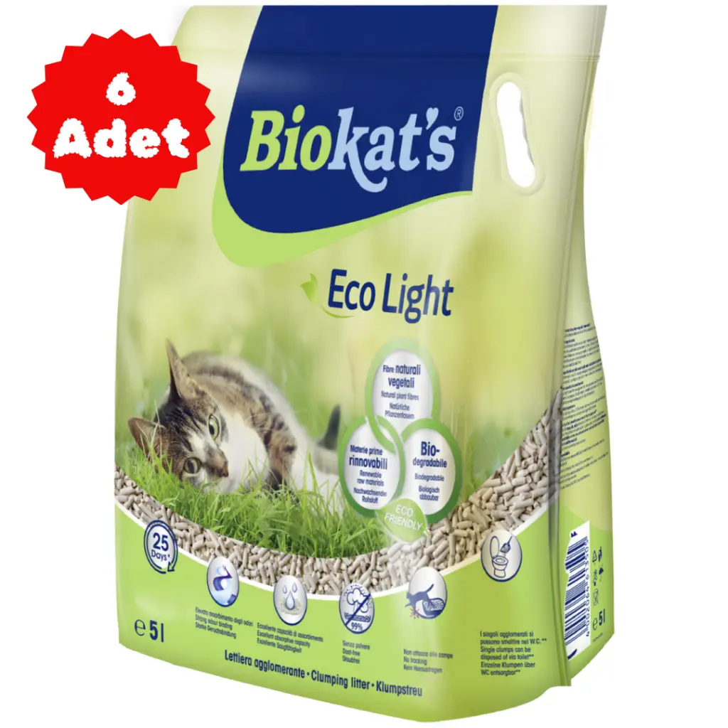 Biokat's Eco Light Pelet Kedi Kumu 5 Litre 6 Adet
