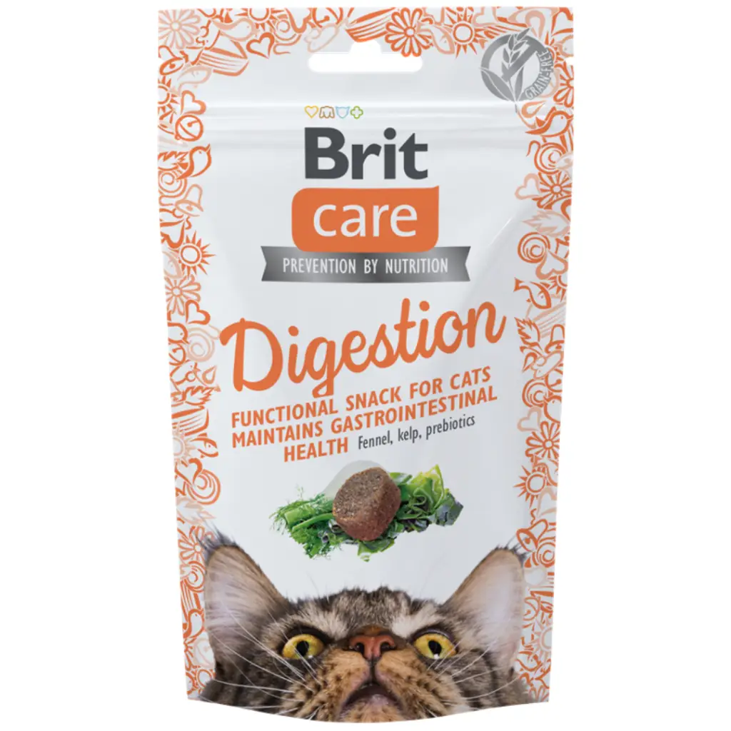 Brit Care Snack Digestion Sindirim Sistemini Düzenlemek İçin Tahılsız Kedi Ödülü 50 Gr