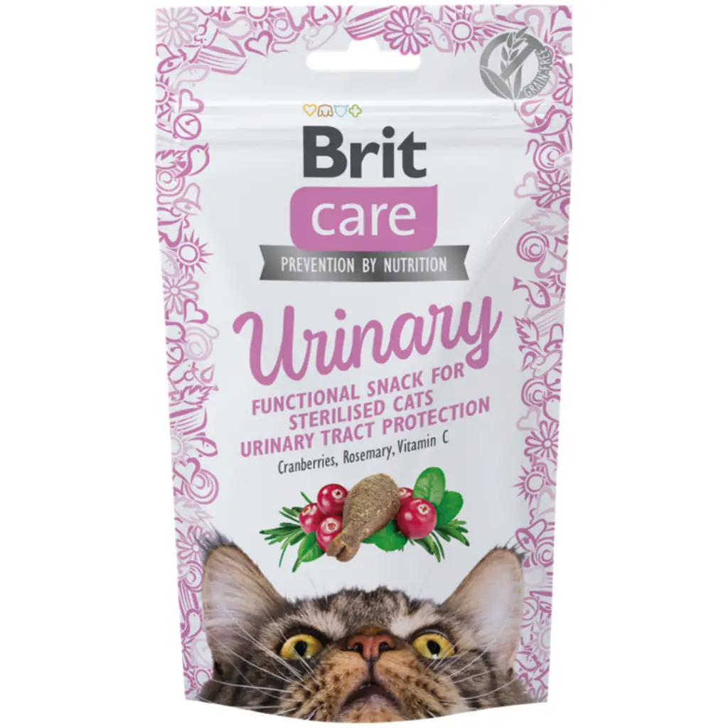 Brit Care Snack Urinary İdrar Yolu Problemlerini Düzenlemek İçin Tahılsız Kedi Ödülü 50 Gr