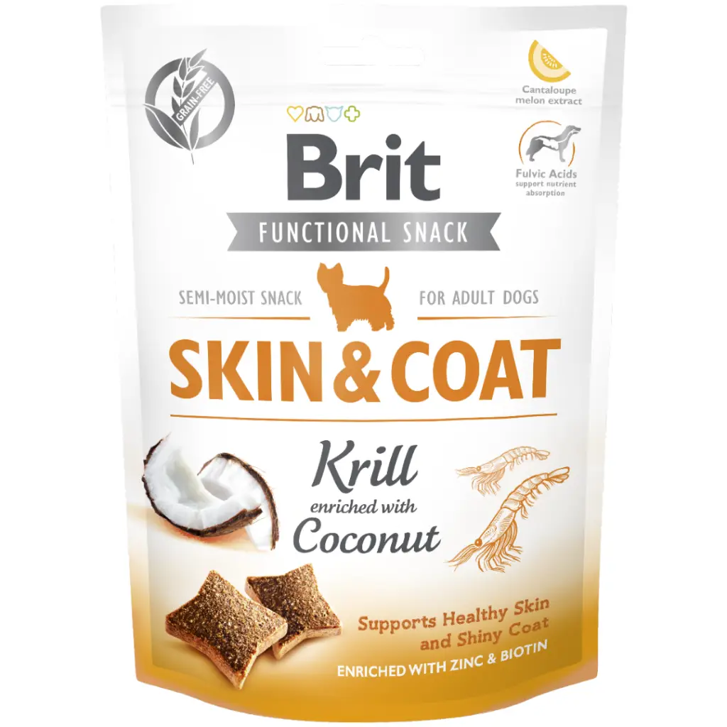 Brit Functional Snack Skin & Coat Kril ve Hindistan Cevizli Köpek Ödülü 150 Gr