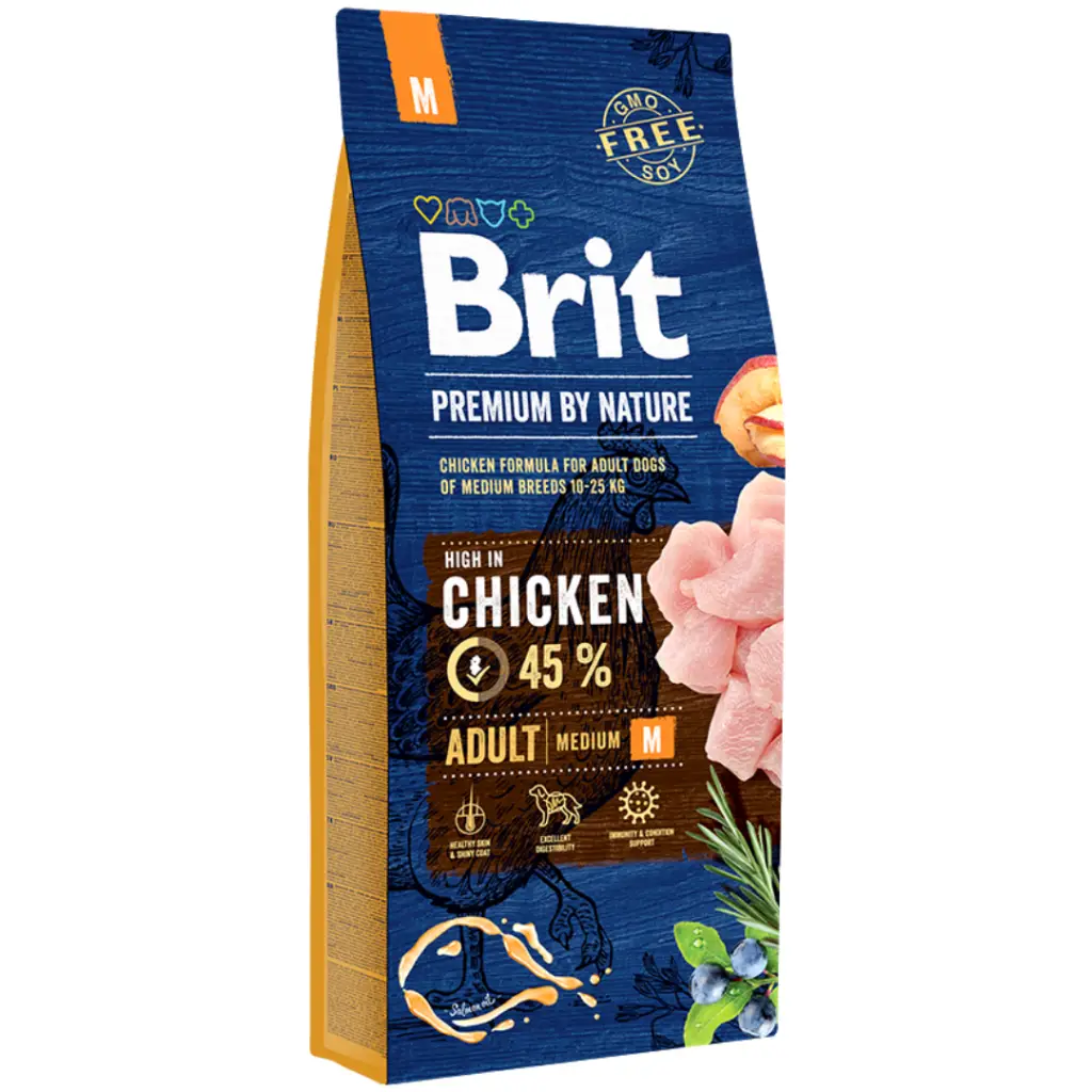Brit Premium By Nature Tavuklu Orta Irk Yetişkin Köpek Maması 15 Kg