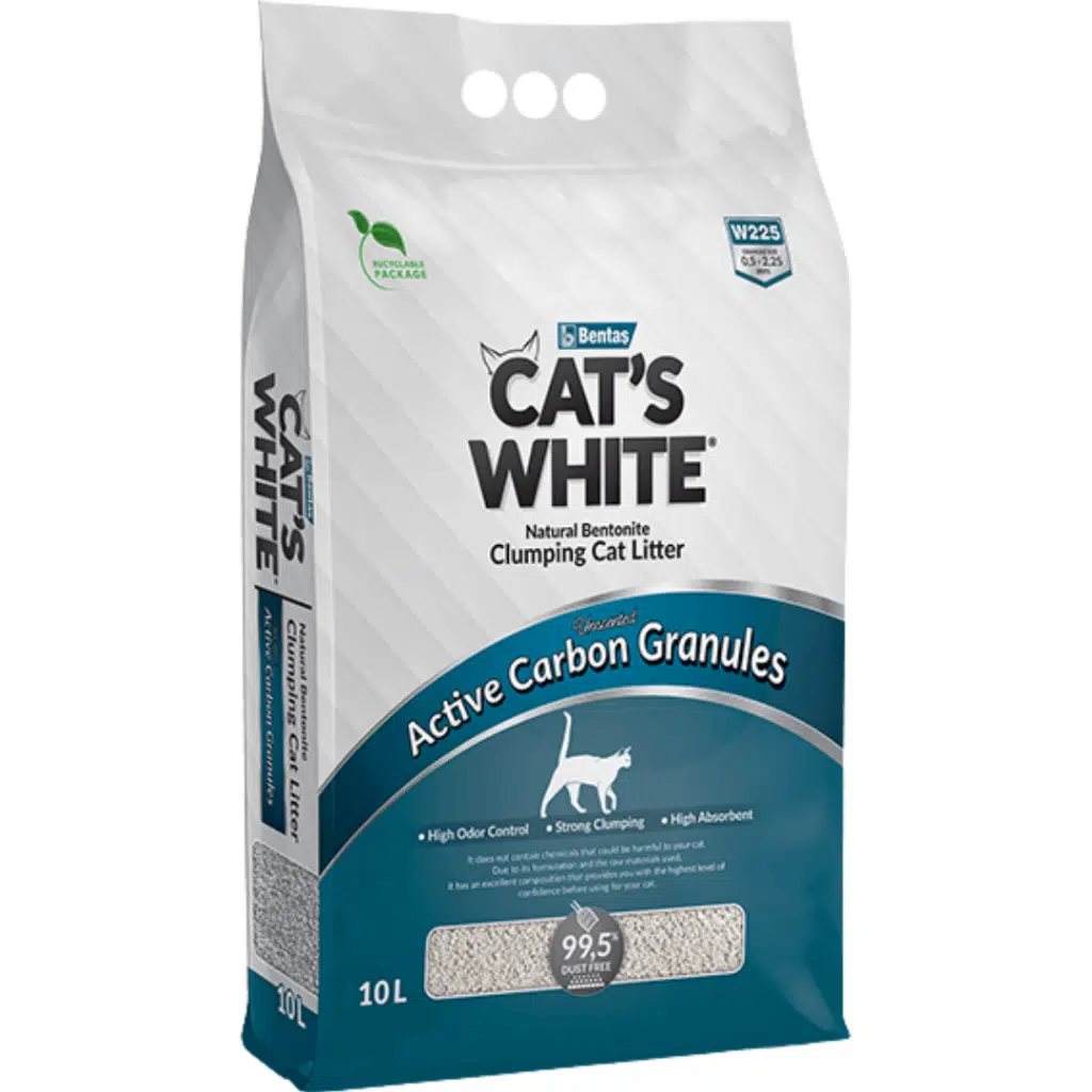 Cat’s White Aktif Karbon Granüllü Topaklanan Kedi Kumu 10 Litre