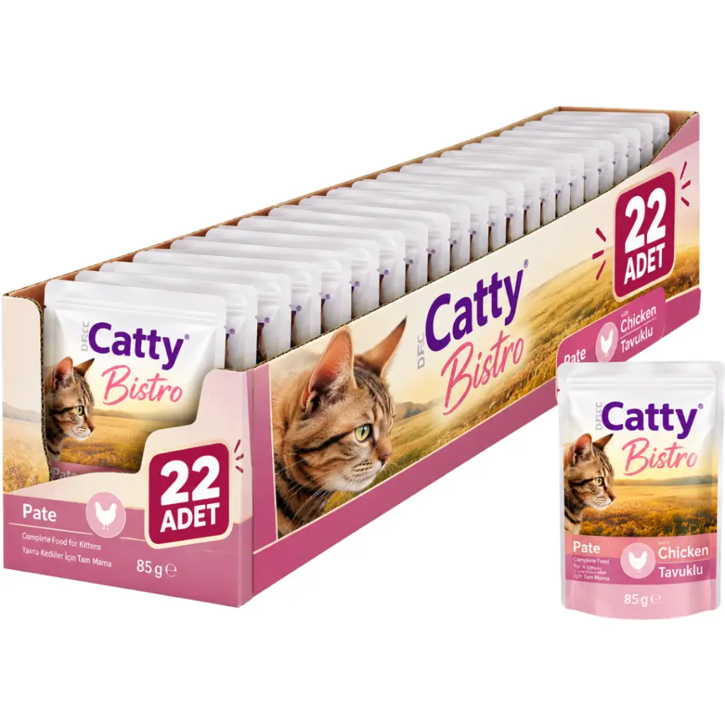 Catty Pate Tavuklu Yavru Kedi Yaş Maması 85 Gr 22 Adet