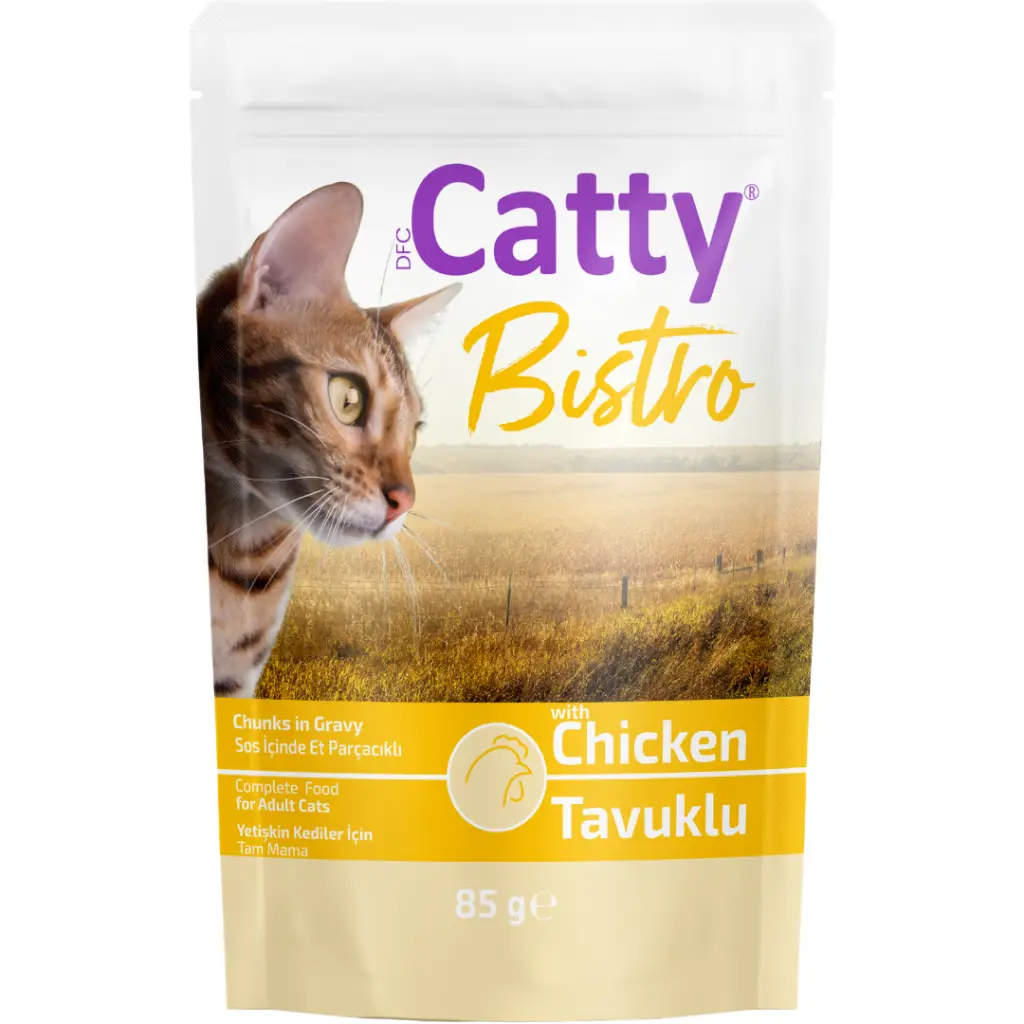 Catty Sos İçinde Et Parçacıklı Tavuklu Yetişkin Kedi Yaş Maması 85 Gr