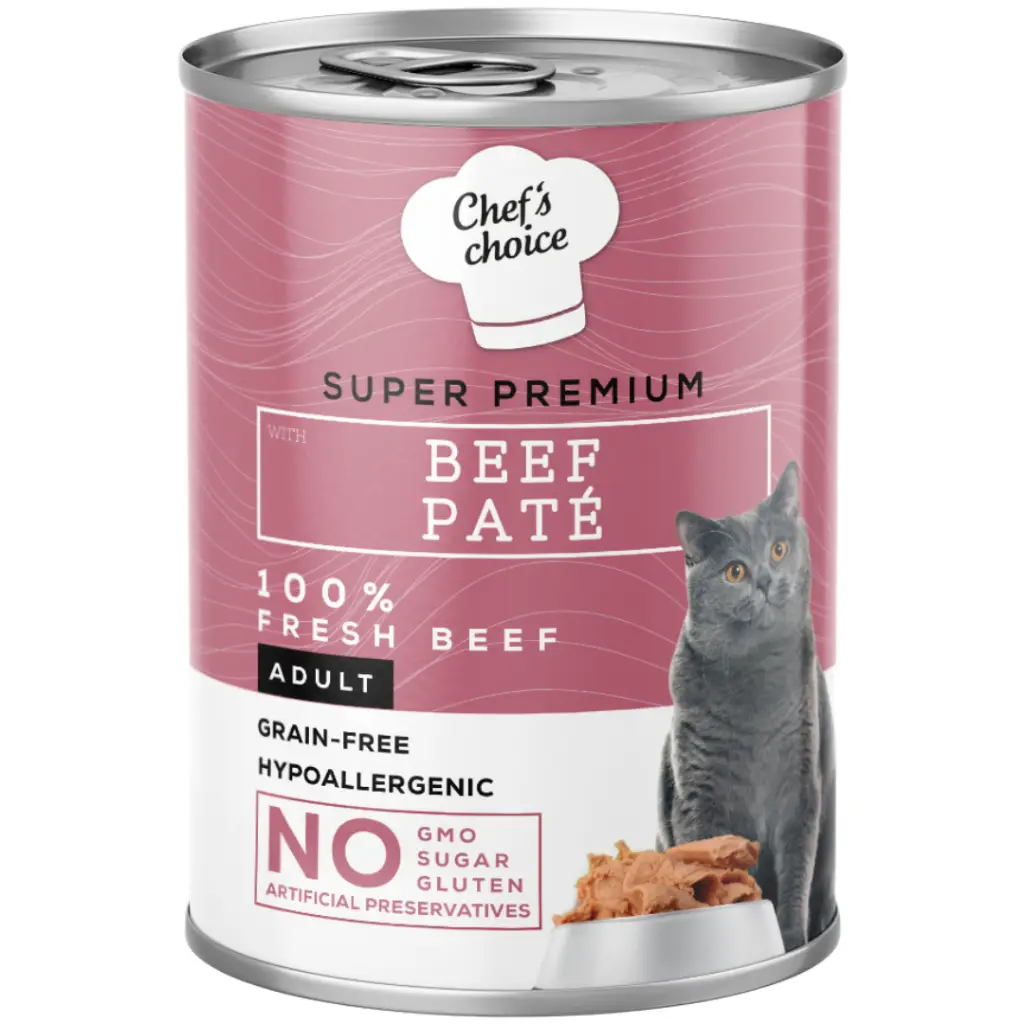 Chef's Choice Tahılsız Hipoalerjenik Sığır Etli Kedi Konservesi Pate 400 Gr