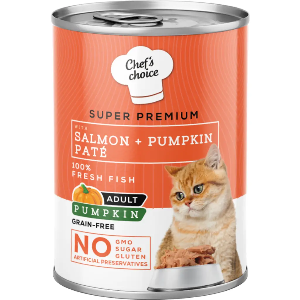 Chef's Choice Tahılsız Hipoalerjenik Somonlu ve Balkabaklı Kedi Konservesi Pate 400 Gr