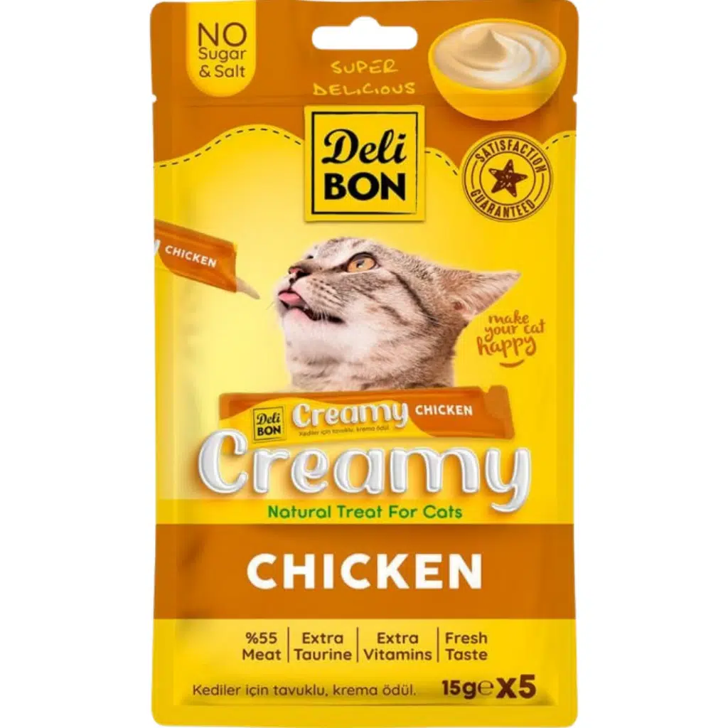 Delibon Creamy Chicken Tavuklu Sıvı Kedi Ödülü 5x15 Gr