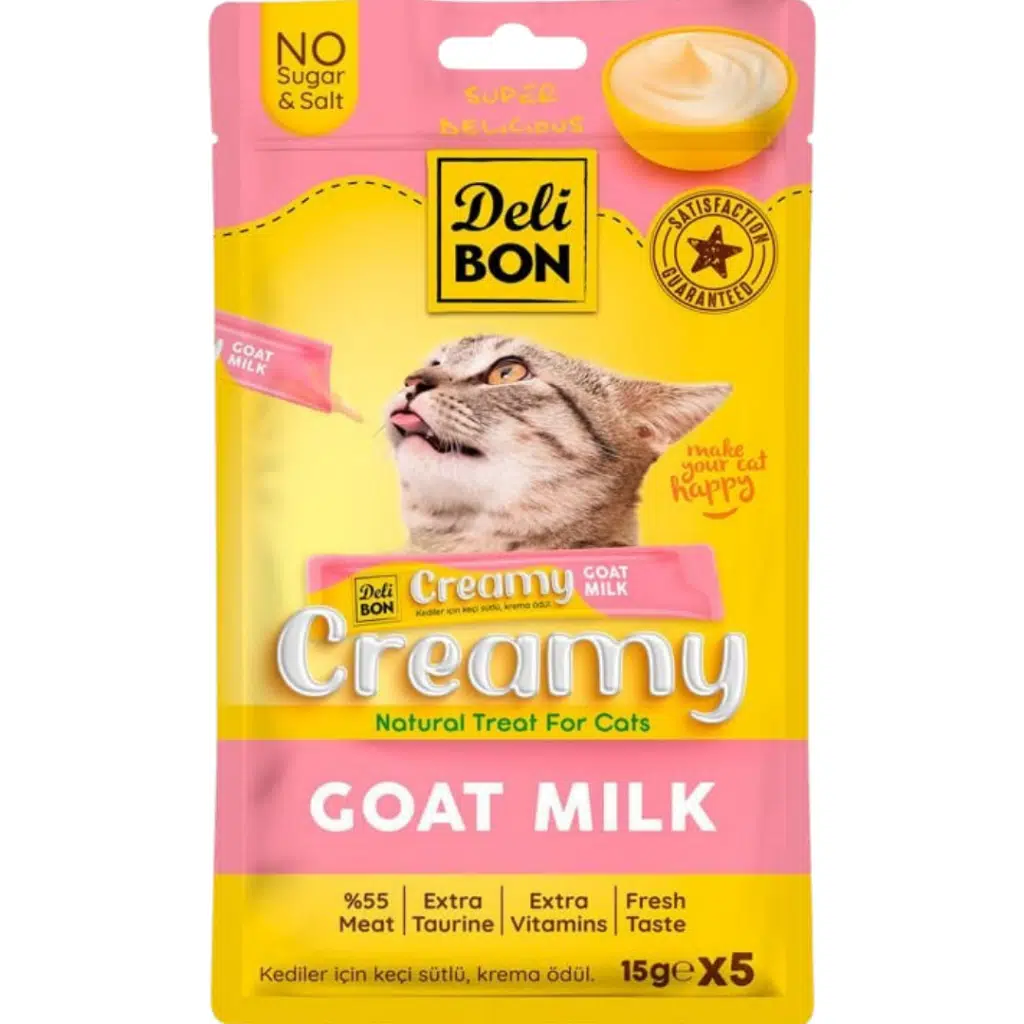 Delibon Creamy Goat Milk Keçi Sütlü Sıvı Kedi Ödülü 5x15 Gr