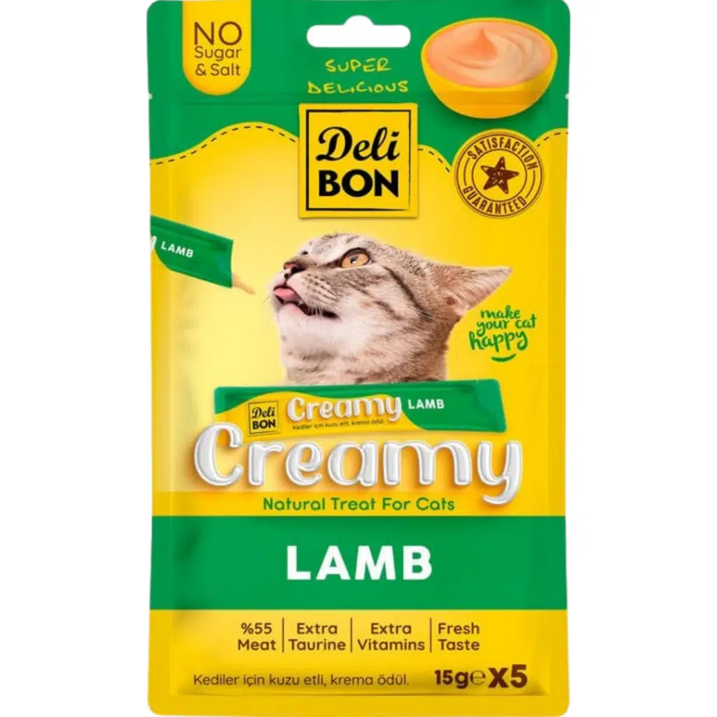 Delibon Creamy Lamb Kuzu Etli Sıvı Kedi Ödülü 5x15 Gr