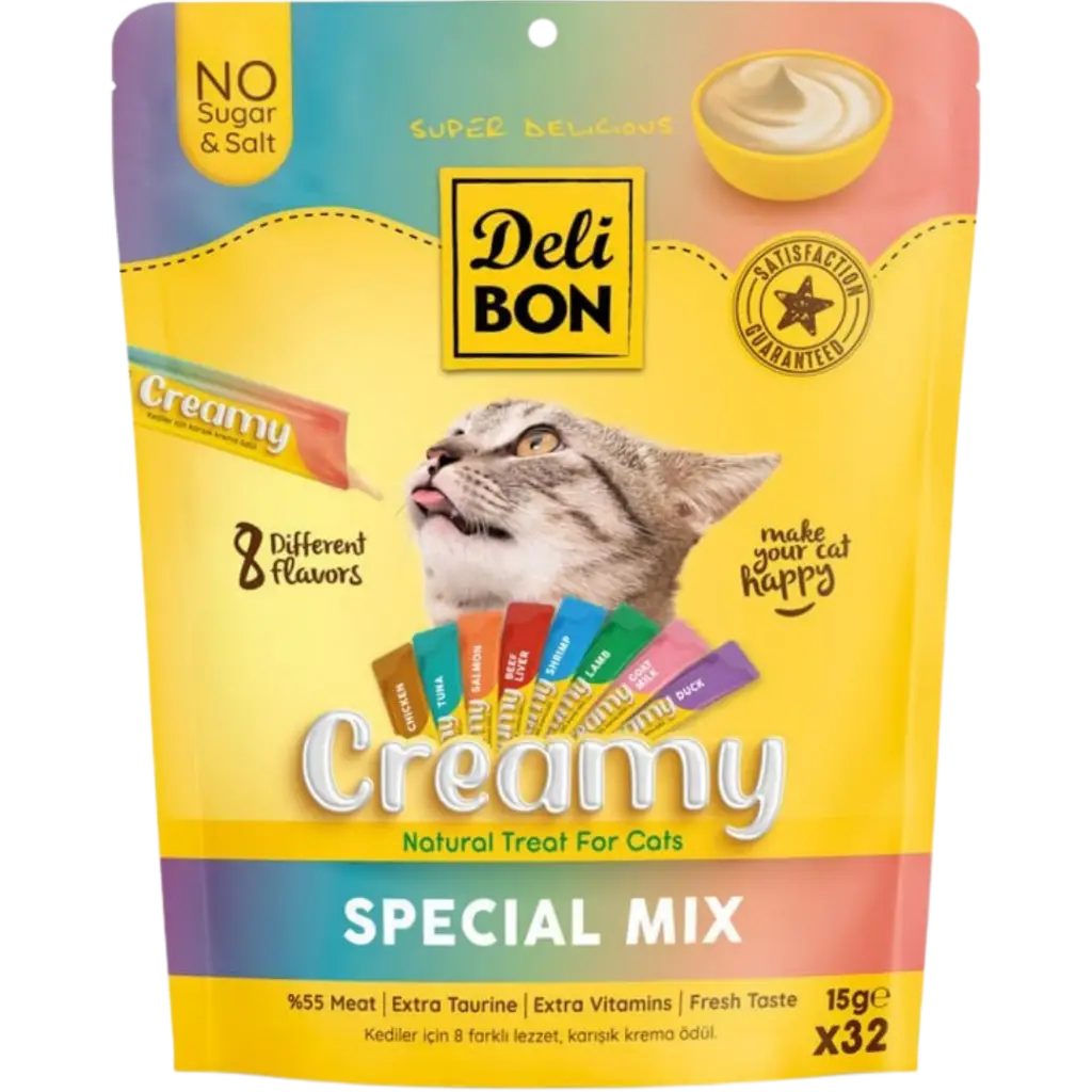 Delibon Creamy Special Mix Karışık Sıvı Kedi Ödülü 32x15 Gr