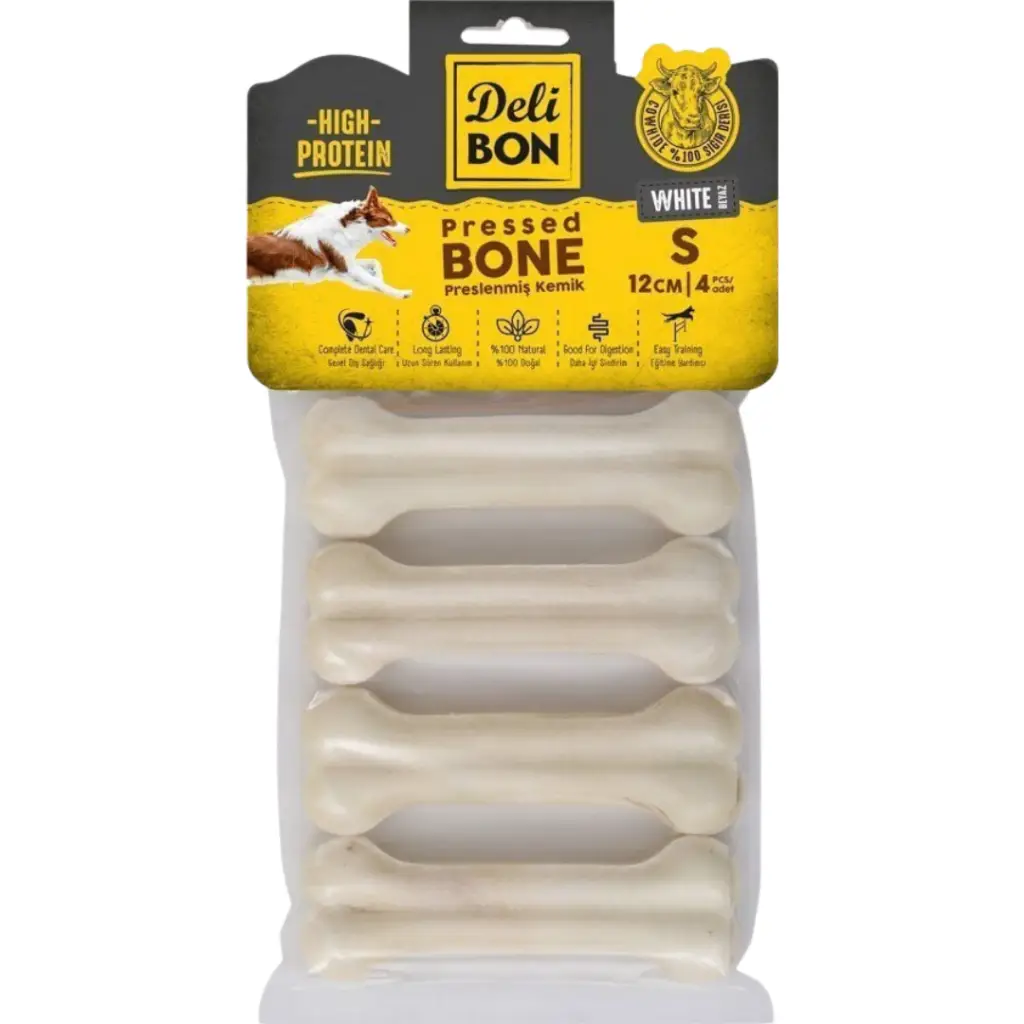 Delibon Pressed Bone Beyaz Kemik Köpek Ödülü 12 Cm 4 Lü Paket