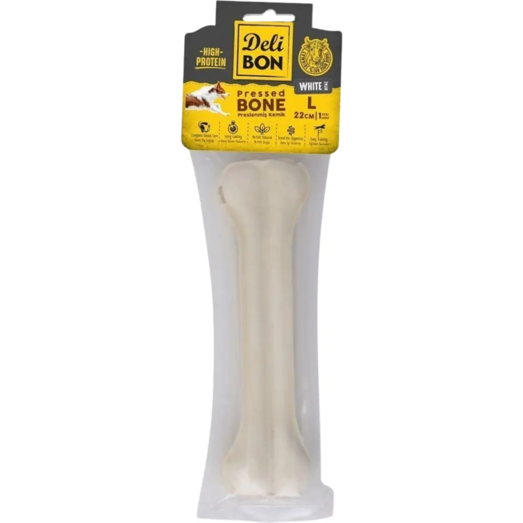 Delibon Pressed Bone Beyaz Kemik Köpek Ödülü 22 Cm