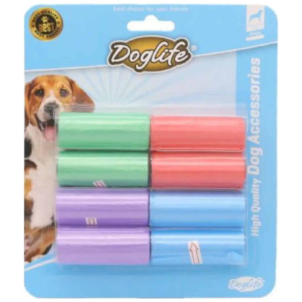 DogLife Renkli Dışkı Toplama Poşeti 8 Li Paket