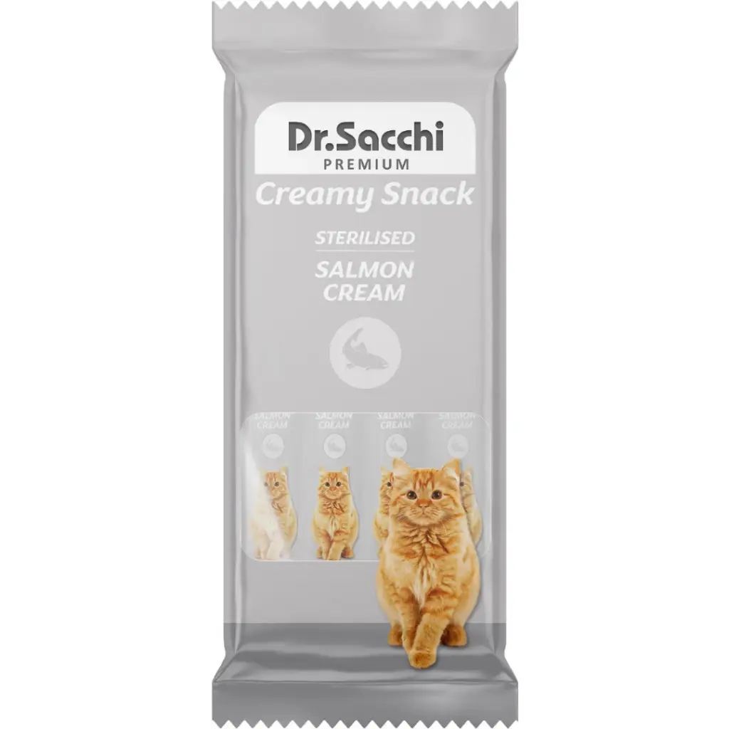 Dr.Sacchi Creamy Sterilised Somonlu Krema Kısırlaştırılmış Kedi Ödülü 4x14 Gr