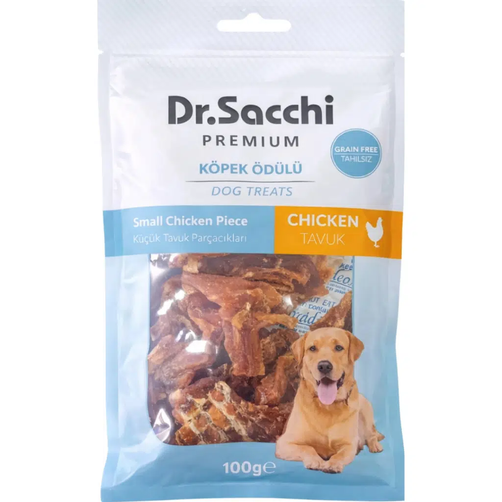 Dr.Sacchi Premium Küçük Tavuk Parçacıklı Tahılsız Köpek Ödülü 100 Gr