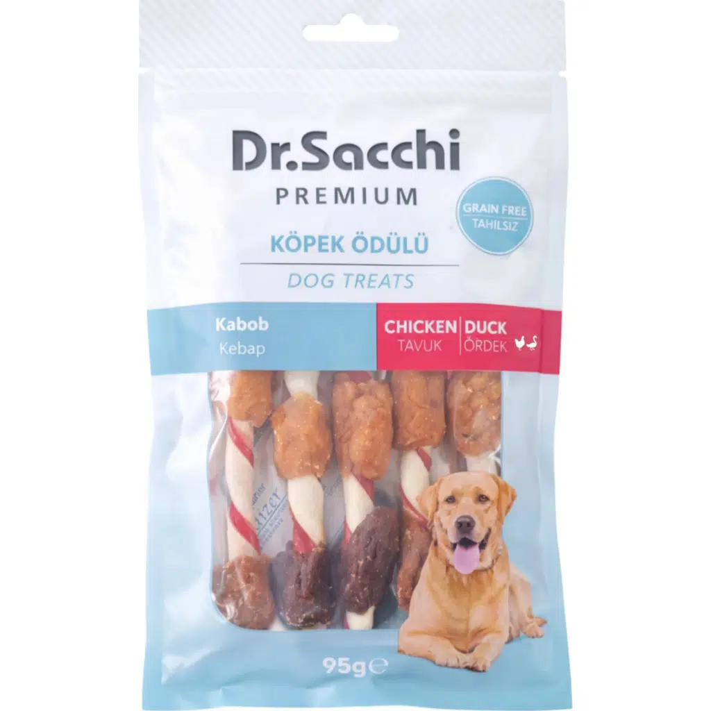 Dr.Sacchi Premium Tavuklu ve Ördekli Kebap Tahılsız Köpek Ödülü 5 Li 95 Gr
