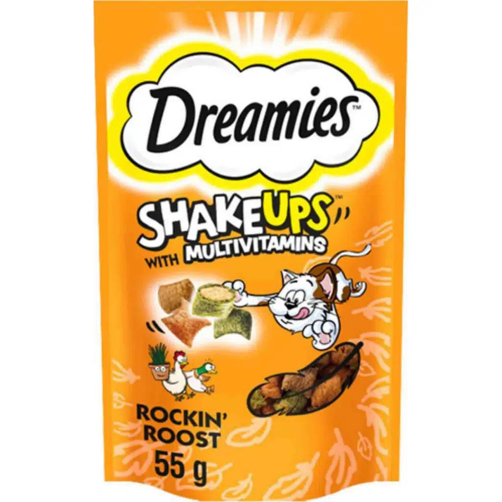 Dreamies Shake Ups Rockin Rooster Tavuklu ve Ördekli Kıtır Kedi Ödülü 55 Gr