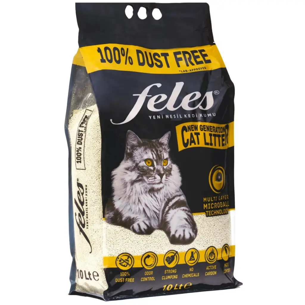 Feles Aktif Karbonlu Yeni Nesil Kedi Kumu 10 Litre