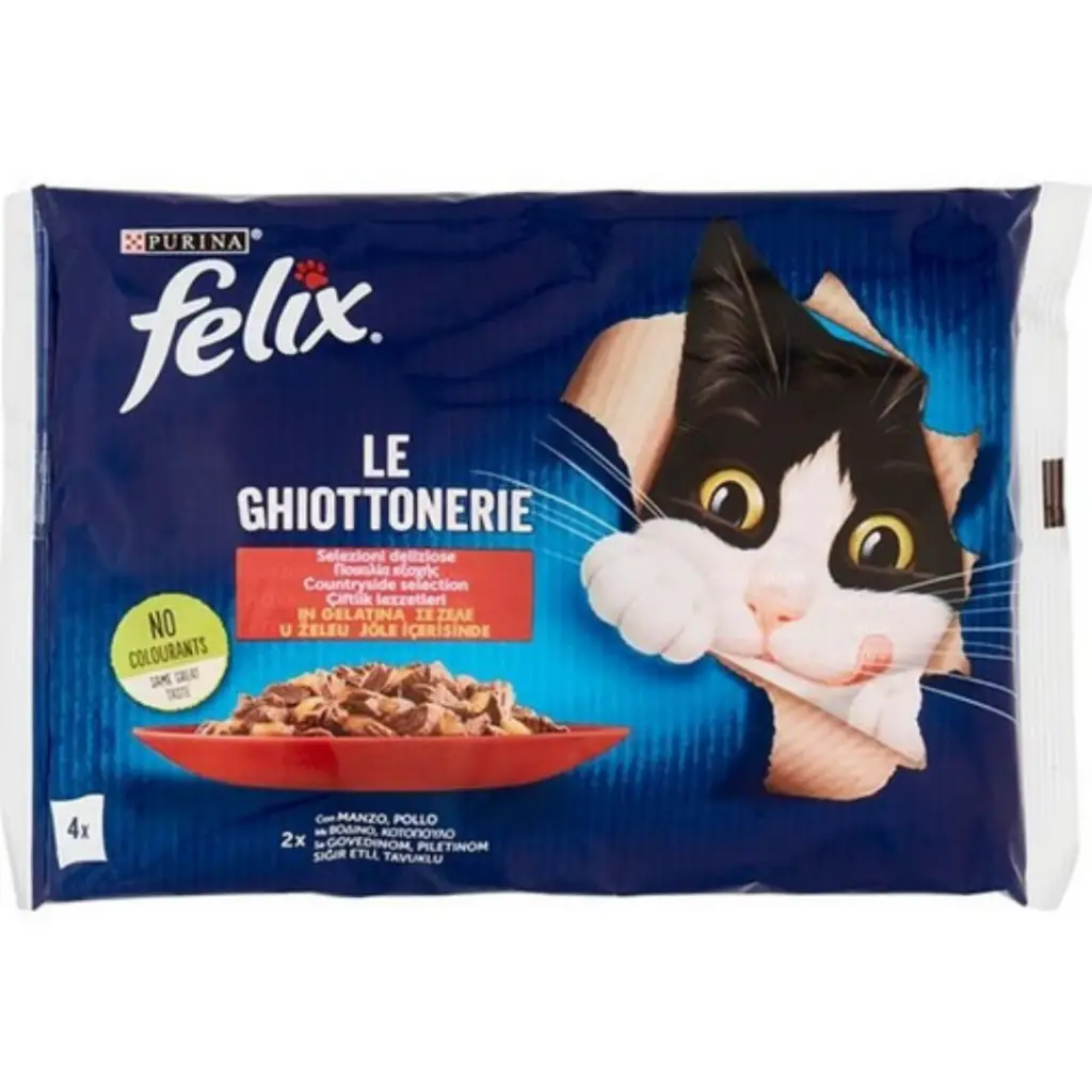 Felix Multipack Sığır Etli ve Tavuklu Yetişkin Kedi Yaş Maması 4x85 Gr