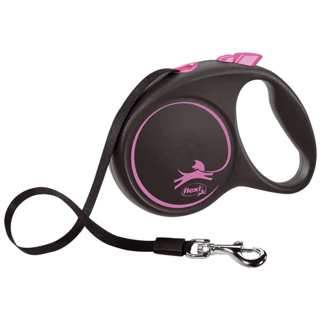 Flexi Black Design Otomatik Şerit Gezdirme Kayışı 5 Metre Large Pembe