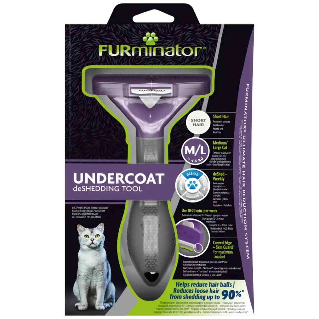 Furminator Short Hair Kısa Tüylü Kediler İçin Kedi Tarağı Large 