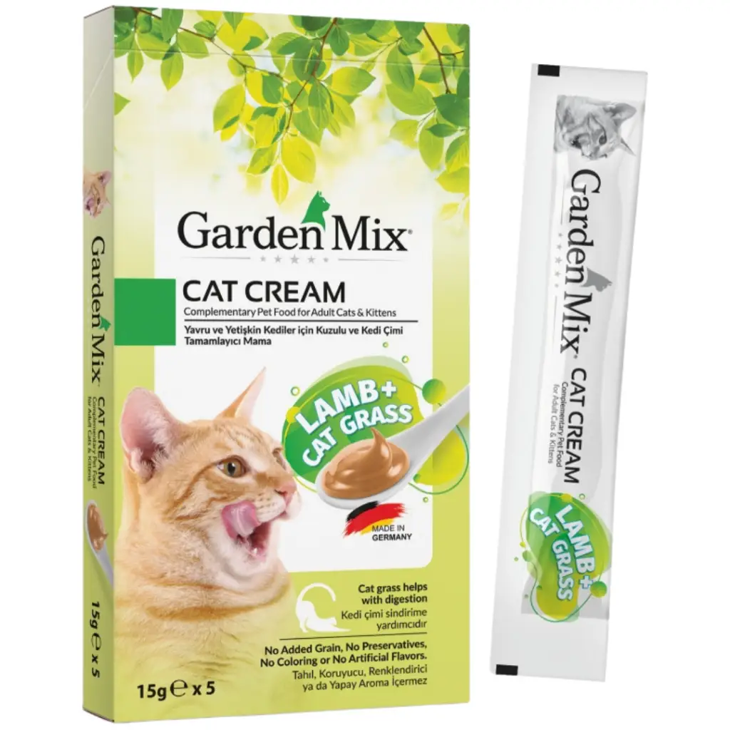 Garden Mix Cat Cream Kuzu Etli & Kedi Otlu Krema Kedi Ödülü 5x15 Gr