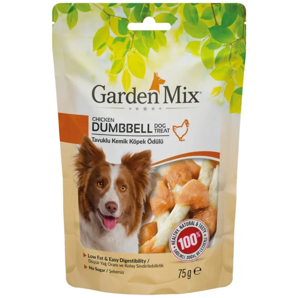 Garden Mix Chicken Dumbell Tavuk Sargılı Kemik Köpek Ödülü 75 Gr