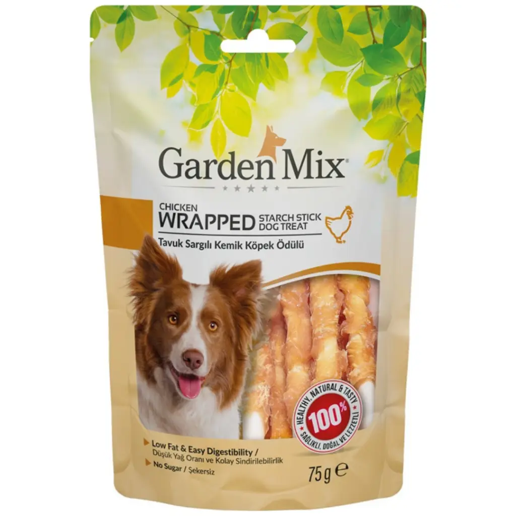 Garden Mix Chicken Wrapped Starch Stick Tavuk Sargılı Kemik Köpek Ödülü 75 Gr