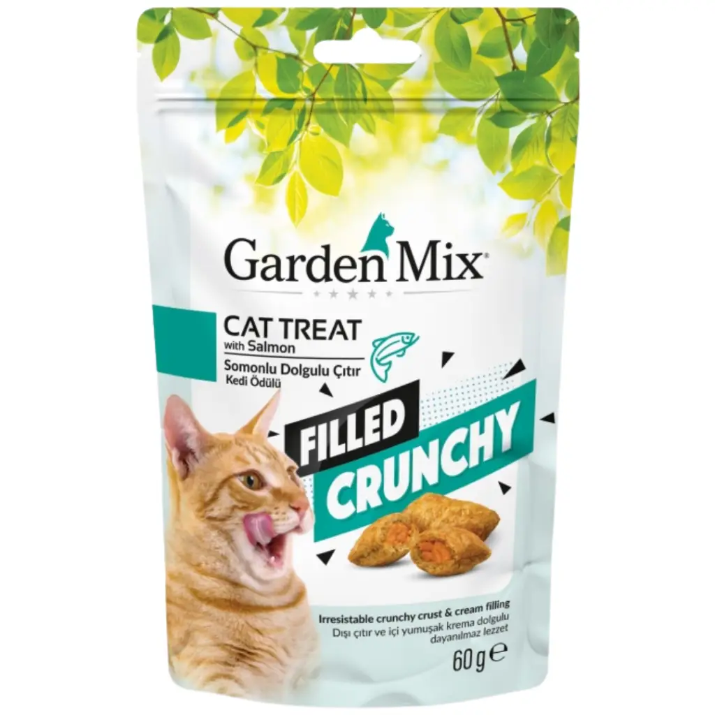 Garden Mix Crunchy Somonlu İçi Dolgulu Kedi Ödülü 60 Gr