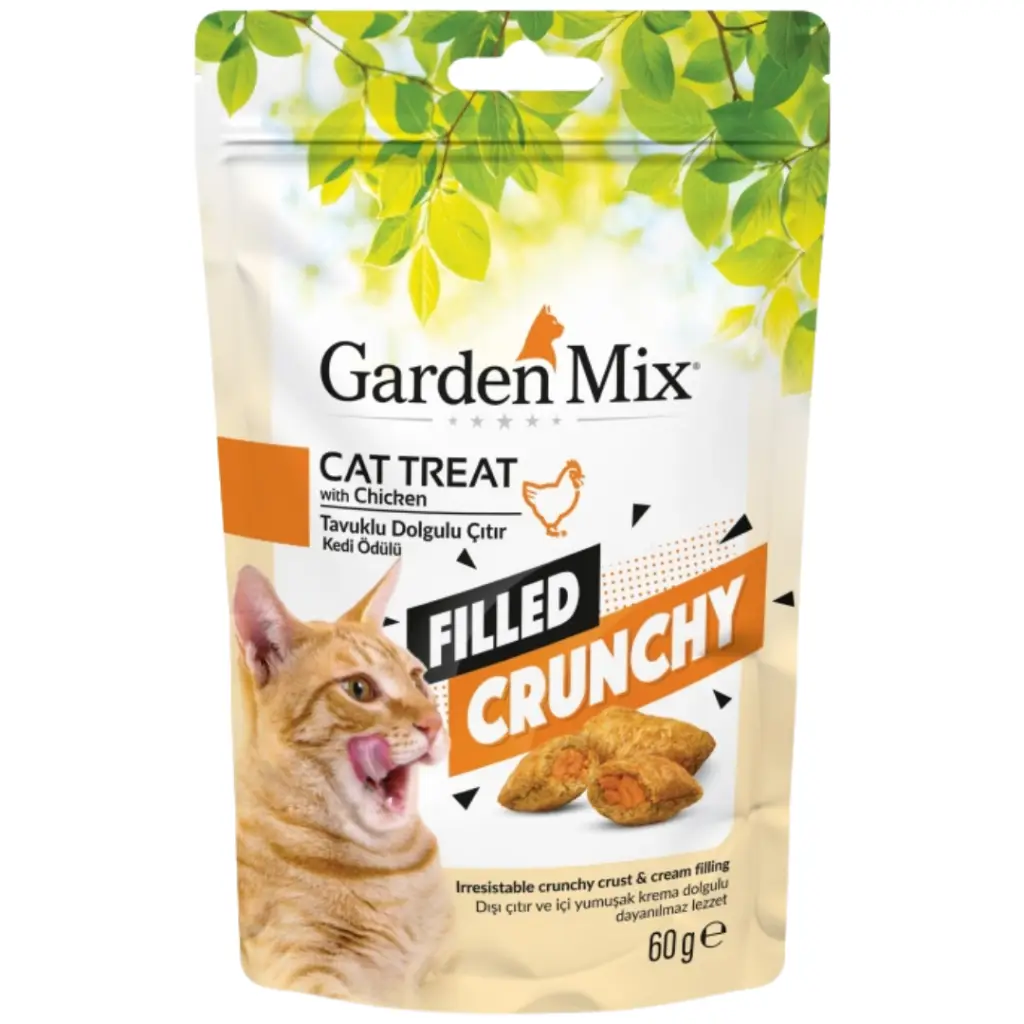 Garden Mix Crunchy Tavuklu İçi Dolgulu Kedi Ödülü 60 Gr