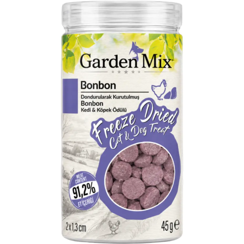 Garden Mix Freeze Dried Dondurularak Kurutulmuş Bonbon Kedi ve Köpek Ödülü 50 Gr