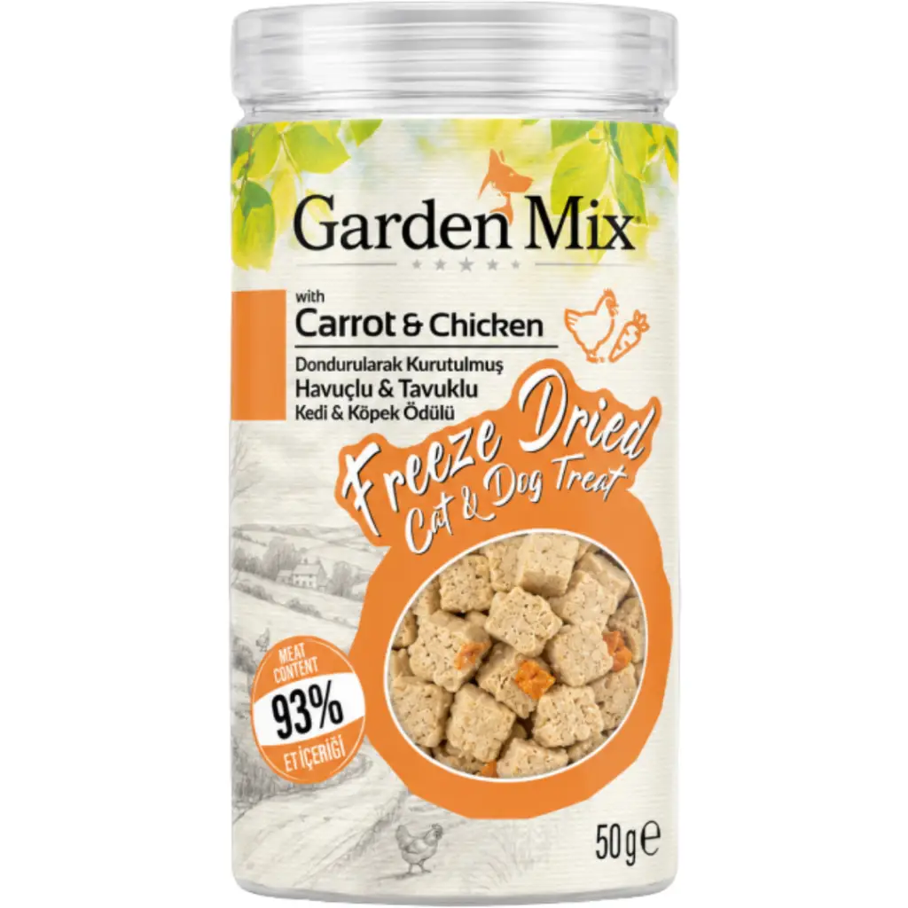 Garden Mix Freeze Dried Dondurularak Kurutulmuş Havuçlu & Tavuklu Kedi ve Köpek Ödülü 50 Gr