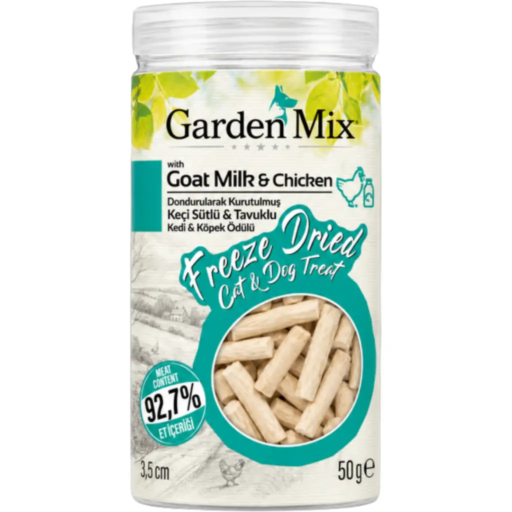 Garden Mix Freeze Dried Dondurularak Kurutulmuş Keçi Sütlü & Tavuklu Çubuk Kedi ve Köpek Ödülü 50 Gr