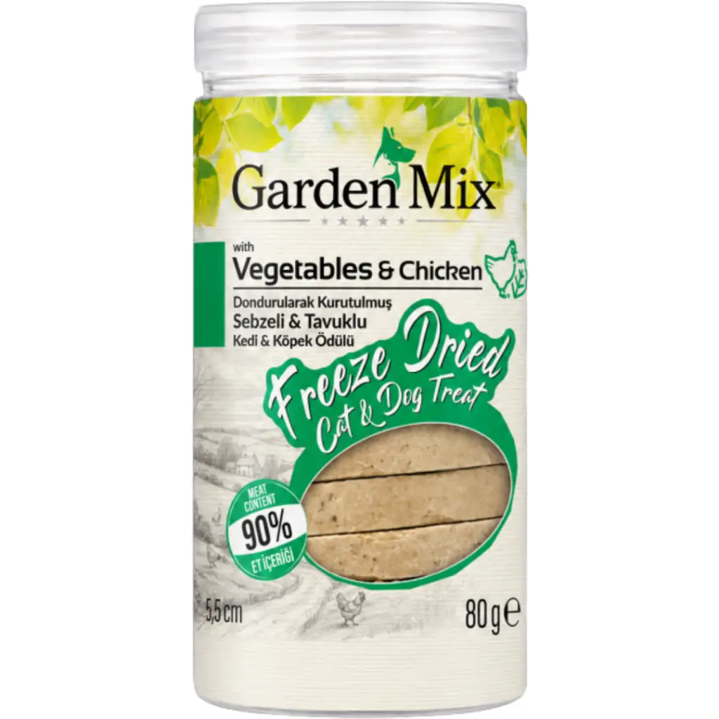Garden Mix Freeze Dried Dondurularak Kurutulmuş Sebzeli & Tavuklu Kedi ve Köpek Ödülü 50 Gr