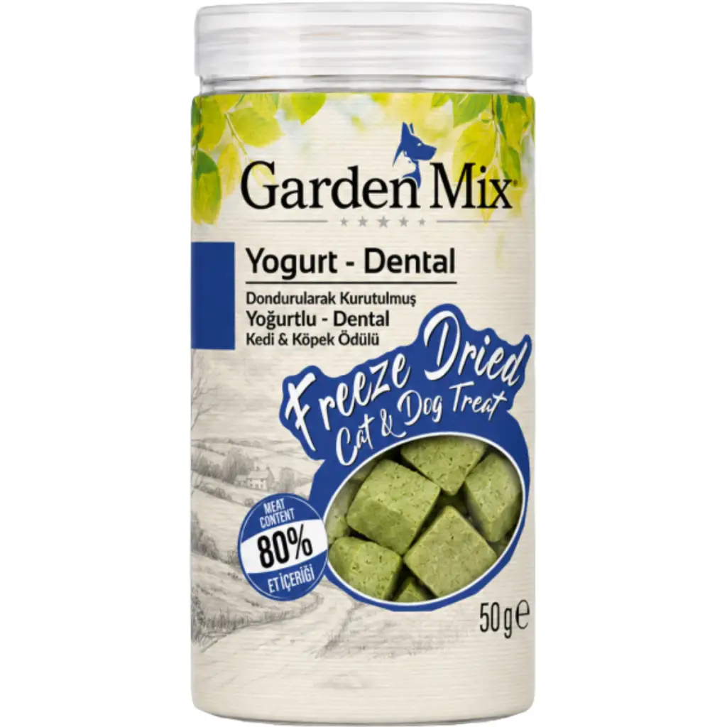 Garden Mix Freeze Dried Dondurularak Kurutulmuş Yoğurtlu ve Tavuklu Dental Kedi ve Köpek Ödülü 50 Gr