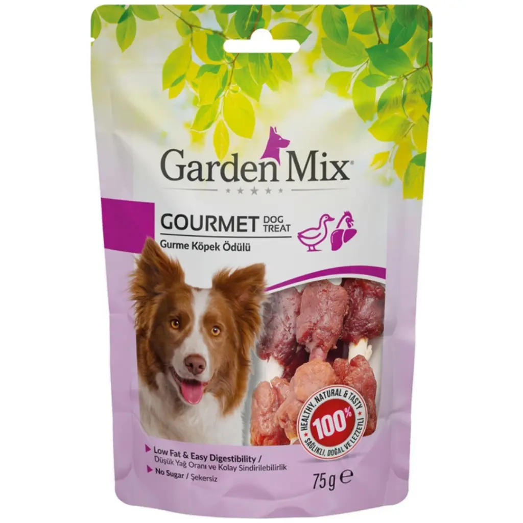 Garden Mix Gourmet Tavuk ve Ördek Eti Sargılı Kemik Köpek Ödülü 75 Gr