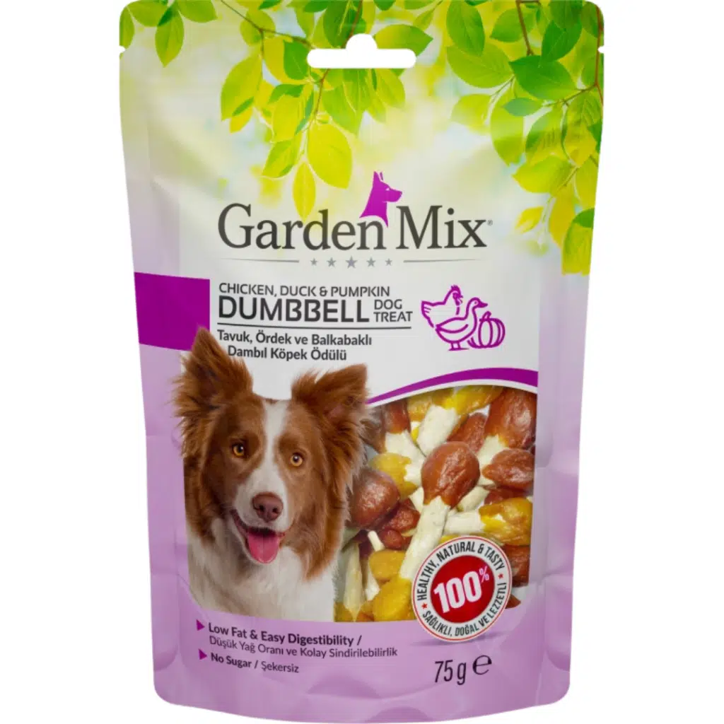 Garden Mix Tavuk Ördek ve Balkabaklı Dambıl Köpek Ödülü 75 Gr