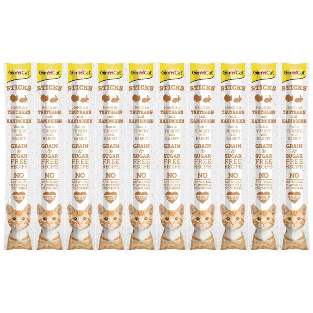 GimCat Sticks Hindi Etli ve Tavşanlı Tahılsız Kedi Ödülü 10x5 Gr