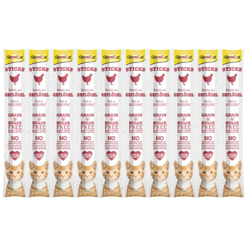 GimCat Sticks Kümes Hayvanı Etli Tahılsız Kedi Ödülü 10x5 Gr