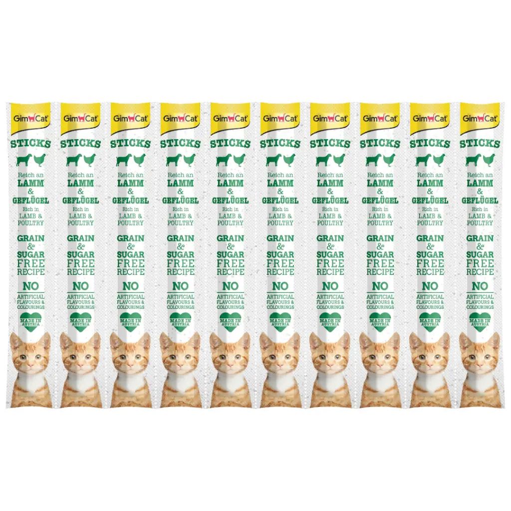 GimCat Sticks Kuzu Etli ve Tavuklu Tahılsız Kedi Ödülü 10x5 Gr