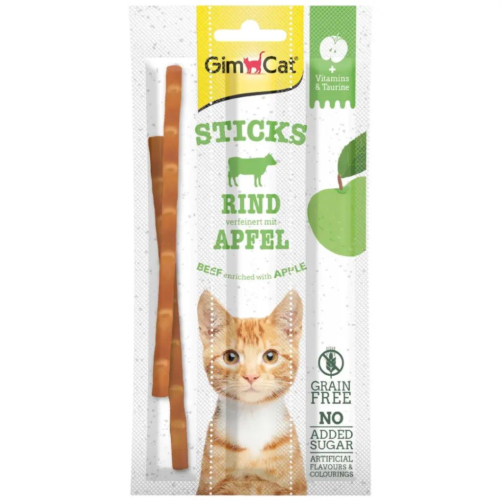 GimCat Sticks Sığır Etli ve Elmalı Tahılsız Kedi Ödülü 3x5 Gr