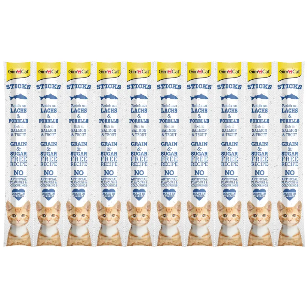 GimCat Sticks Somonlu ve Alabalıklı Tahılsız Kedi Ödülü 10x5 Gr