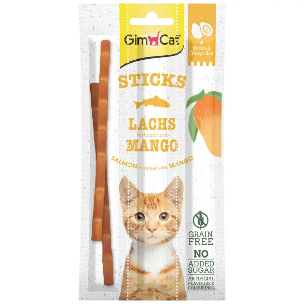 GimCat Sticks Somonlu ve Mangolu Tahılsız Kedi Ödülü 3x5 Gr