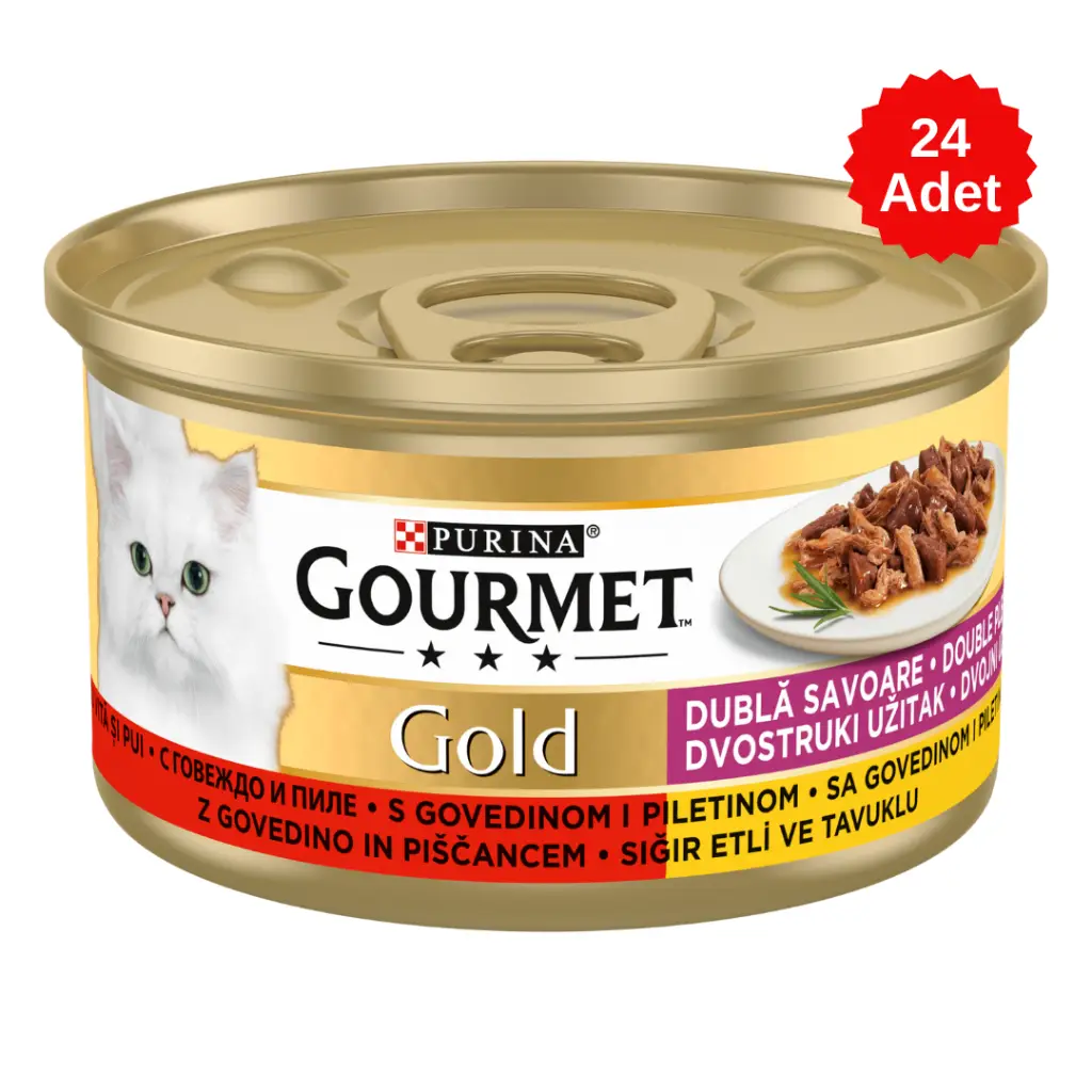 Gourmet Gold Sığır Etli ve Tavuklu Kedi Konserve Maması 85 Gr 24 Adet