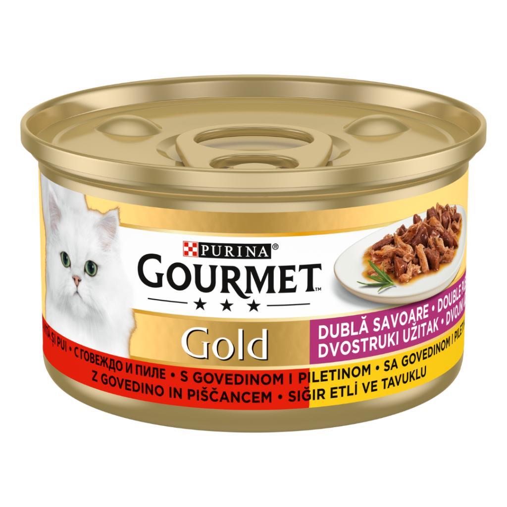 Gourmet Gold Çifte Lezzet Sığır Etli ve Tavuklu Kedi Konservesi 85 Gr