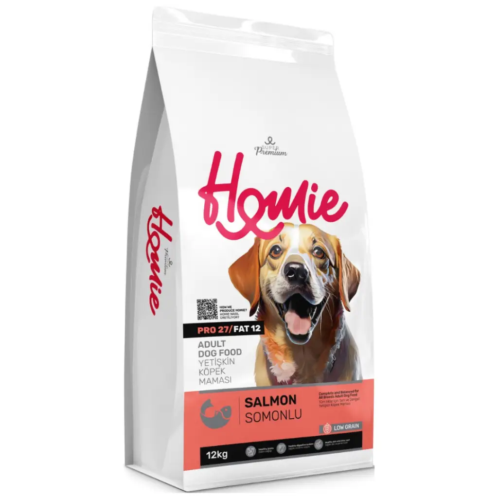 Homie Süper Premium Düşük Tahıllı Somonlu Yetişkin Köpek Maması 12 Kg